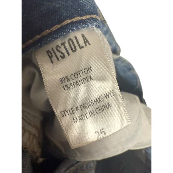 Pistola High Rise Straight Leg Distressed Astrology Sign Constellation Jeans 25 - Picture 9 of 10